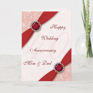 Damask 40th Wedding Jubileum Wenskaart Kaart