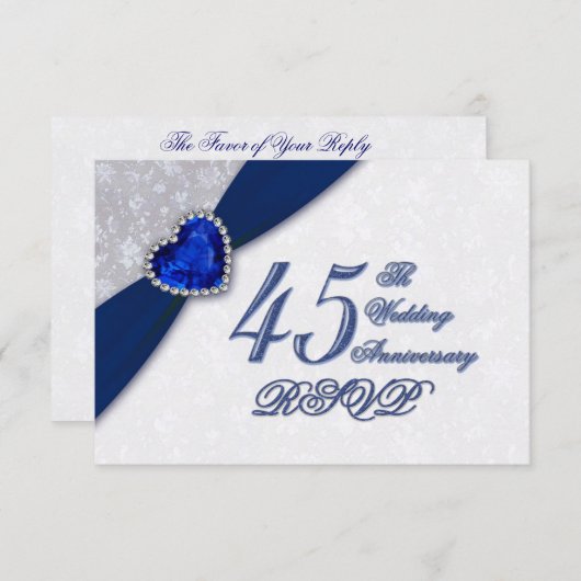 Damask 45e anniversaire de Mariage Invitation (Devant / Derrière)