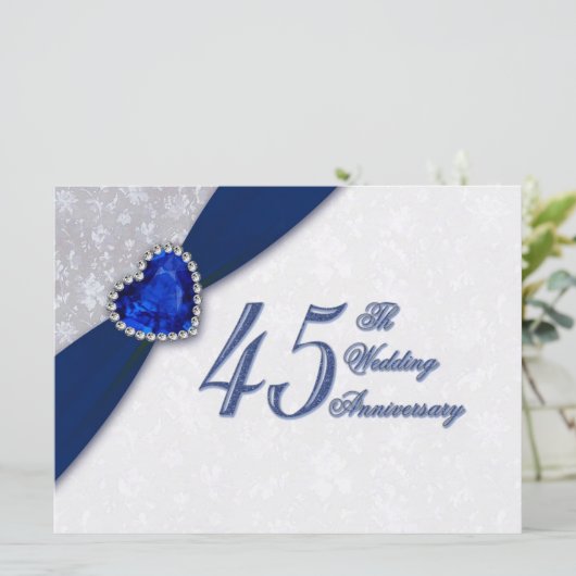 Damask 45e anniversaire de Mariage Invitation (Debout devant)