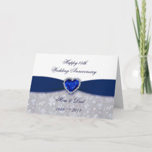 Damask 45e huwelijksverjaardag felicitatiekaart kaart
