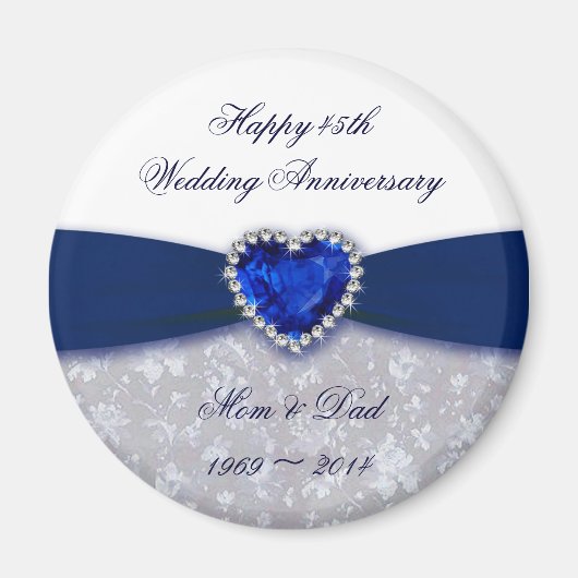 Damask 45e Mariage Anniversary Magnet (Devant)