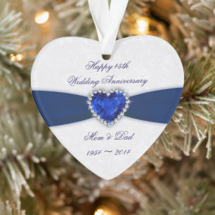 Damask 45th Wedding Jubileum AcrylOrnament Ornament