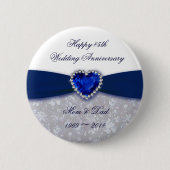 Damask 45th Wedding Jubileum Button (Voorkant)