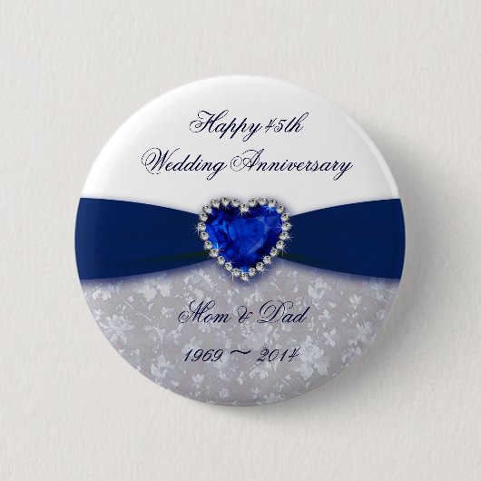 Damask 45th Wedding Jubileum Button (Voorkant)