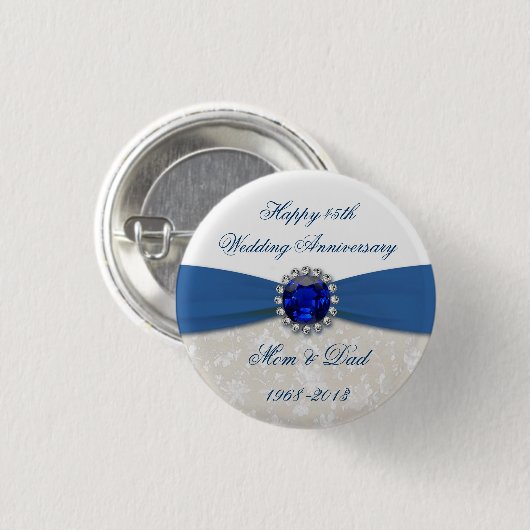 Damask 45th Wedding Jubileum Button (Voorkant /achterkant)