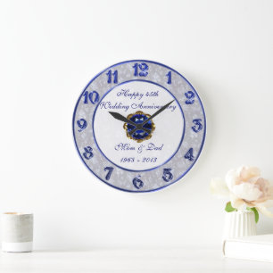 Damask 45th Wedding Jubileum Clock Grote Klok