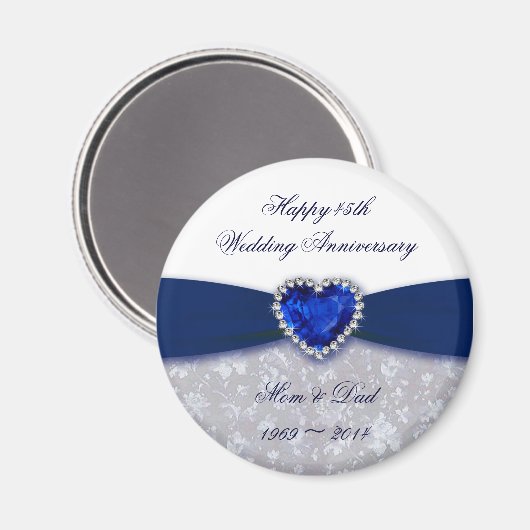 Damask 45th Wedding Jubileum Magnet Magneet (Voorkant / Achterkant)