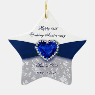 Damask 45th Wedding Jubileum Ornament
