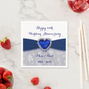 Damask 45th Wedding Jubileum Paper Napkin Servetten