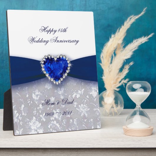 Damask 45th Wedding Jubileum Plaque Fotoplaat (Zijkant)