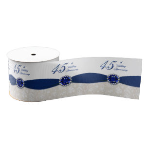 Damask 45th Wedding Jubileum Ribbon Grosgrain Lint