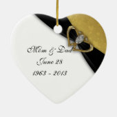 Damask 50th Wedding Jubileum Heart Ornament (Achterkant)