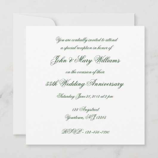 Damask 55e anniversaire de Mariage Invitation (Dos)