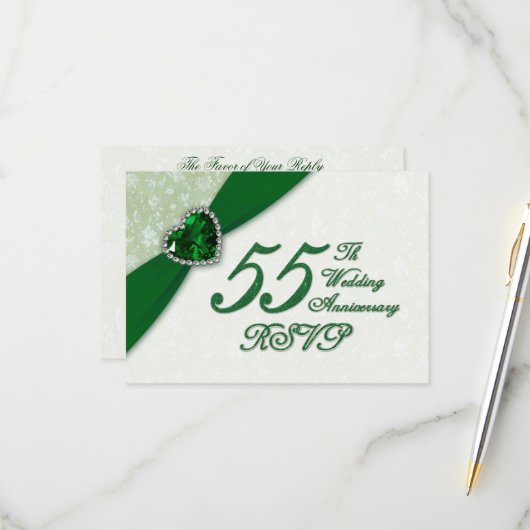 Damask 55e anniversaire du Mariage RSVP (Devant/Arrière en situation)