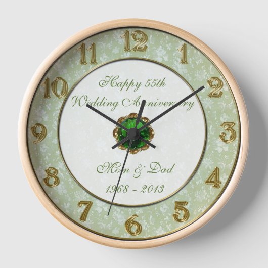 Damask 55th Wedding Anniversary Clock (Voorkant)