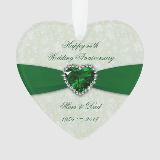 Damask 55th Wedding Jubileum AcrylOrnament Ornament (voorkant)