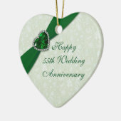 Damask 55th Wedding Jubileum Heart Ornament (Links)
