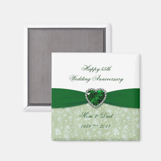 Damask 55th Wedding Jubileum Magnet Magneet (Voorkant / Achterkant)