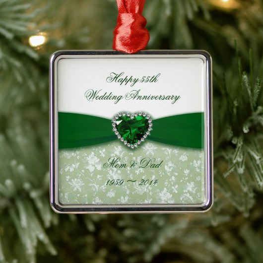 Damask 55th Wedding Jubileum Metalen Ornament (Boom)
