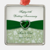 Damask 55th Wedding Jubileum Metalen Ornament (Voorkant)