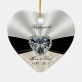 Damask 60th Wedding Jubileum Heart Ornament (Achterkant)