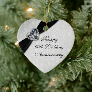 Damask 60th Wedding Jubileum Heart Ornament