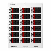 Damask Adres: Bourgogne & Black Bumble Bee Etiket (Full Sheet)