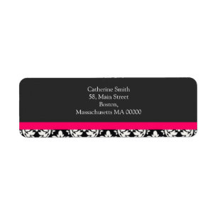 Damask Adresetiketten met Hot Pink Etiket