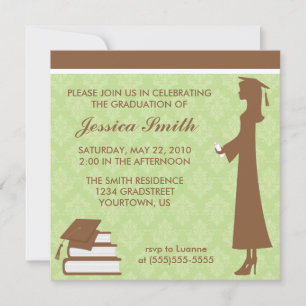 Damask Afstuderen Invitation Kaart