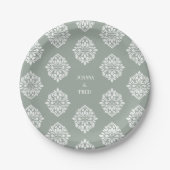 Damask Ambience Bord Olijf Elegante bruiloft Borde (Voorkant)
