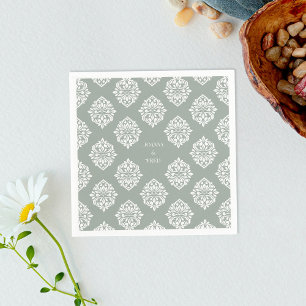 Damask Ambience Bord Olive Classic Wedding Napkins Servet