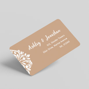 Damask Ambience: Elegant uniek beige adres Etiket