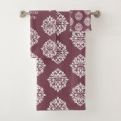 Damask Ambience gepersonaliseerde Toscaanse rood Bad Handdoek (Insitu)