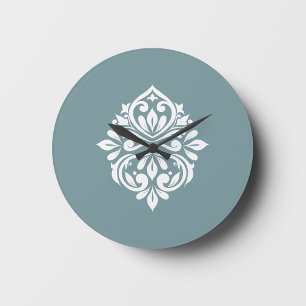 Damask Ambience Pewter Blue Grote Klok