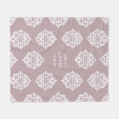 Damask Ambience Toscane Bord Roze Fleece Deken (Voorkant (Horizontaal))