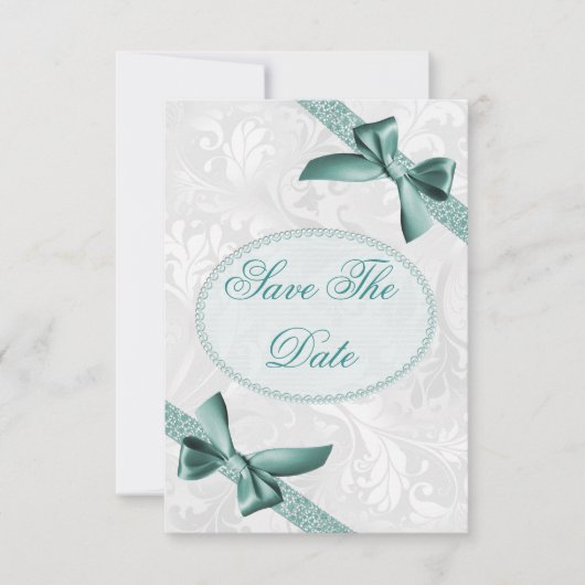 Damask and Bows 75th Birthday Save The Date (Devant)