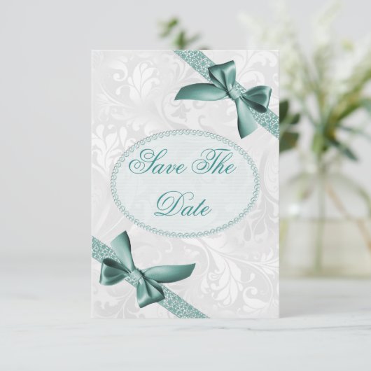 Damask and Bows 75th Birthday Save The Date (Debout devant)