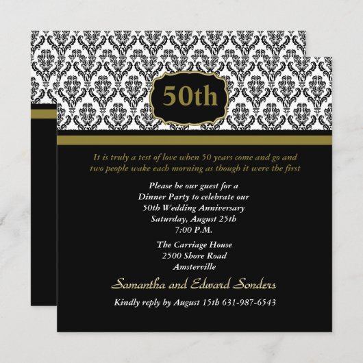 Damask Any Age Invitation (Devant / Derrière)