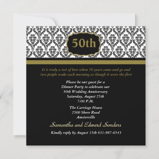 Damask any Age Invitation Kaart (Voorkant)