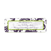 Damask Apple Green & Lapis Purple Étiquette de adr (Devant)