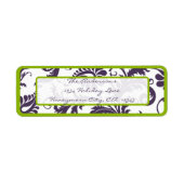 Damask Apple Green & Lapis Purple Étiquette de adr (Devant)