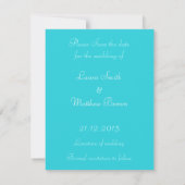 Damask Aqua Blauw Romantisch Save the Date Uitnodi Kaart (Achterkant)