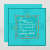 Damask Aqua Blue Romance Faire-part de mariage (Devant / Derrière)