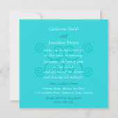 Damask Aqua Blue Romance Faire-part de mariage (Dos)