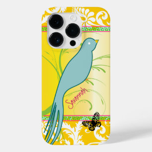  Damask Aqua Blue Swallow Vogelvlinder Case-Mate iPhone 14 Pro Hoesje