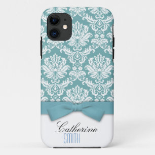 Damask Aqua Bow iPhone 5 Hoesje