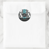 damask aqua Bruiloft Monogram stickers (Tas)