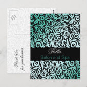 damask aqua business tendance ThankYou Cartes (Devant / Derrière)