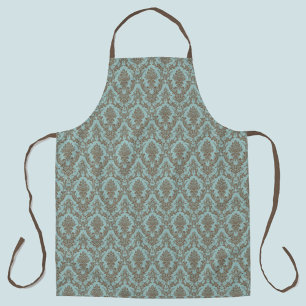 Damask Aqua en tan patroon Schort
