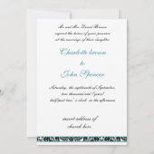 damask aqua faire-part de mariage (Dos)